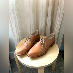 Nisolo Tan 100% Leather Lace-Up Flats